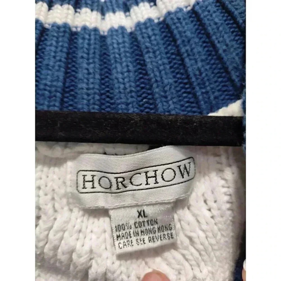 Vintage HORCHOW V Neck Knit Chunky Rugby Preppy Y2K Pullover Sweater Size XLARGE - Picture 2 of 9